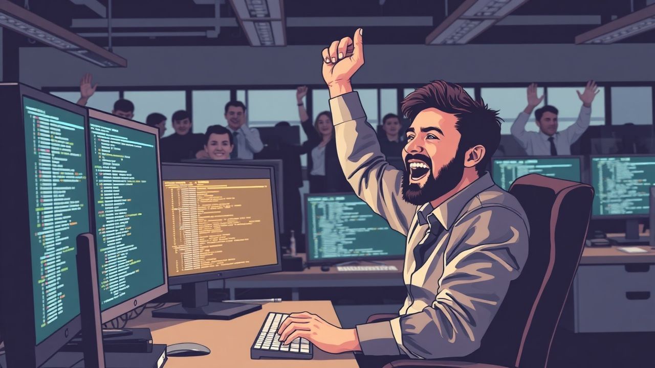 Developer Celebrates: Code Finally Comes to Life